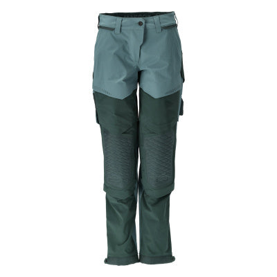 Hose mit Knietaschen, Damen – helles waldgrün/waldgrün