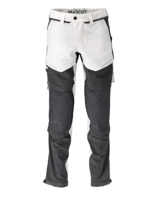 Hose, Knietaschen, Stretch, leicht – weiss/Anthrazitgrau
