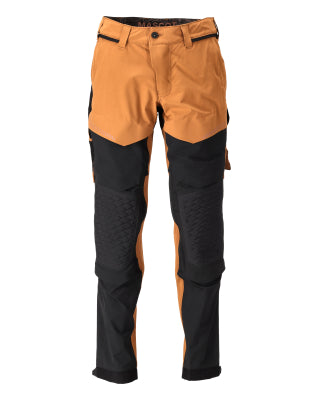 Hose, Knietaschen, Stretch, leicht – nussbraun/schwarz