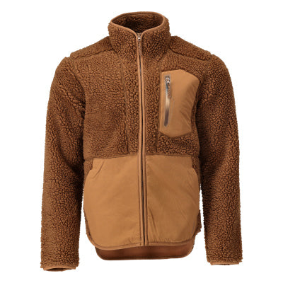 Faserpelz Jacke mit Reißverschluss – Nussbraun