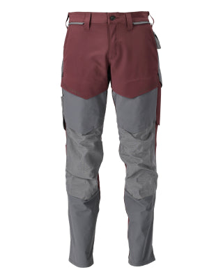 Hose mit Knietaschen, ULTIMATE STRETCH – bordeaux/anthrazitgrau