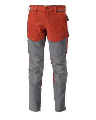 Hose mit Knietaschen, ULTIMATE STRETCH – herbstrot/anthrazitgrau