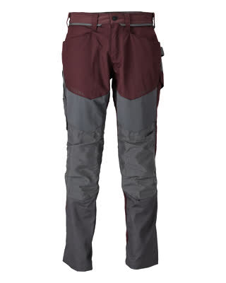 Hose mit Knietaschen – bordeaux/anthrazitgrau