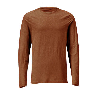 T-Shirt, Langarm, moderne Passform – Nussbraun