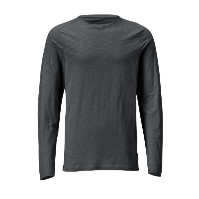T-Shirt, Langarm, moderne Passform – Anthrazitgrau