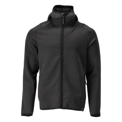Fleecejacke, Kapuze, Reißverschluss – schwarz