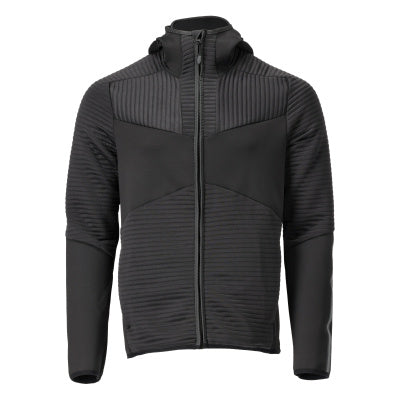 Fleecejacke, Kapuze, Reißverschluss – schwarz