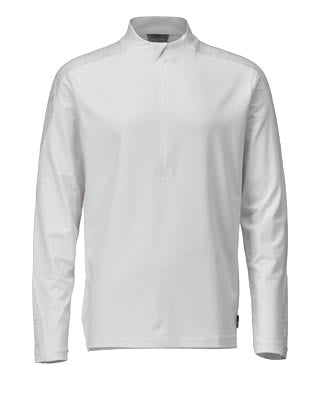T-Shirt, Langarm, kurzem Reißverschluss – weiss