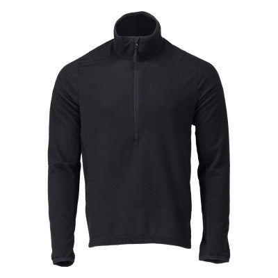 Microfleece Pullover mit kurzum Zipper – schwarzblau