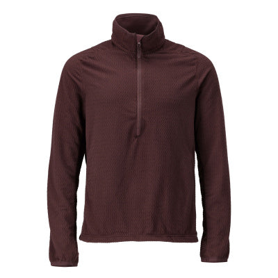 Microfleece Pullover mit kurzum Zipper – bordeaux