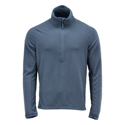 Microfleece Pullover mit kurzum Zipper – steinblau