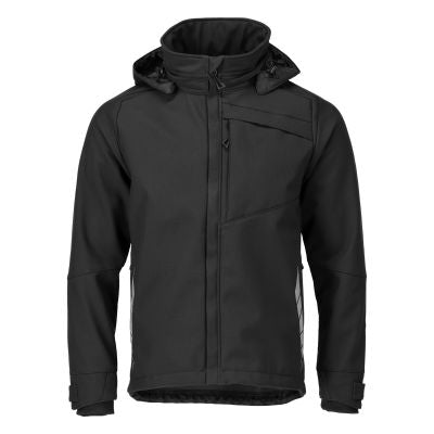 Softshelljacke mit Kapuze – schwarz