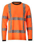 T-Shirt, Langarm, moderne Passform – hi-vis orange