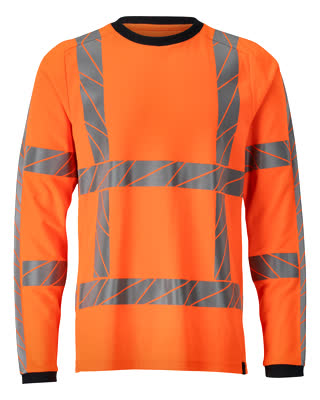 T-Shirt, Langarm, moderne Passform – hi-vis orange