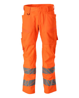 Hose mit Knietaschen, Stretch-Einsätze – hi-vis orange