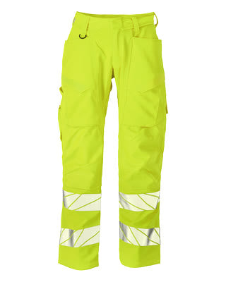 Hose mit Knietaschen, Stretch-Einsätze – hi-vis gelb