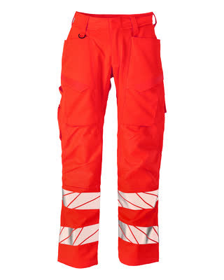 Hose mit Knietaschen, Stretch-Einsätze – hi-vis rot