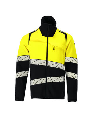 Fleecejacke mit Reißverschluss – schwarzblau/hi-vis gelb