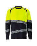 T-Shirt, Langarm, moderne Passform – schwarz/hi-vis gelb