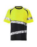 T-Shirt, moderne Passform – schwarz/hi-vis gelb
