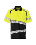Polo-Shirt, moderne Passform – schwarz/hi-vis gelb