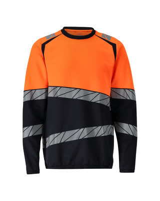 Sweatshirt, moderne Passform – schwarzblau/hi-vis orange