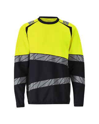 Sweatshirt, moderne Passform – schwarzblau/hi-vis gelb