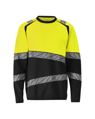 Sweatshirt, moderne Passform – schwarz/hi-vis gelb