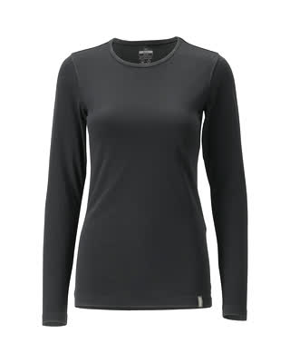 T-Shirt, Langarm, Damenpassform – vollschwarz