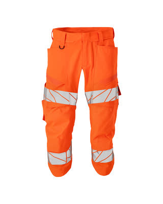 Dreiviertel-Hose, Knietaschen, Stretch – hi-vis orange