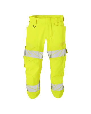 Dreiviertel-Hose, Knietaschen, Stretch – hi-vis gelb