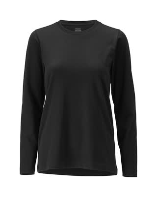 T-Shirt, Damenpassform, Langarm – vollschwarz