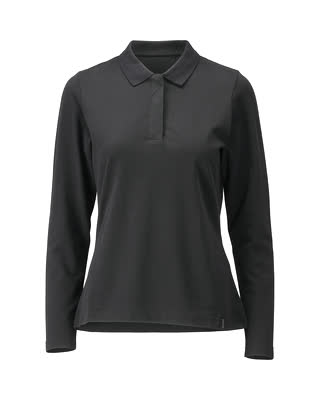 Polo-Shirt, Damenpassform, Langarm – vollschwarz