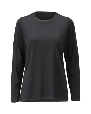 T-Shirt, Damenpassform, Langarm – vollschwarz