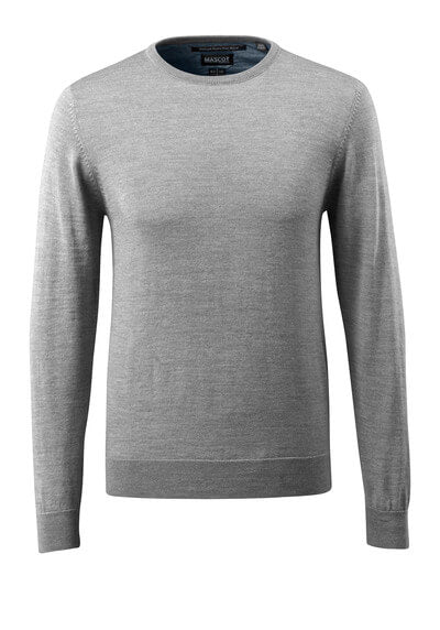 Strickpullover runder Halsausschnitt – grau-meliert