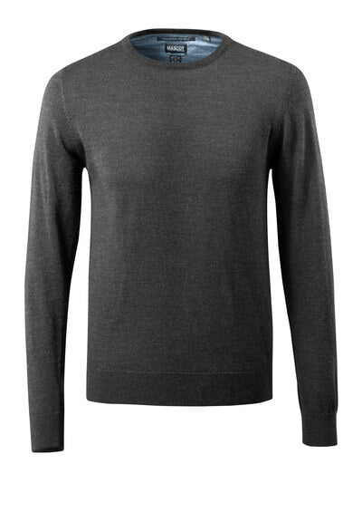 Strickpullover runder Halsausschnitt – dunkelanthtazit/hellgrau-meliert
