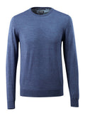 Strickpullover runder Halsausschnitt – blau-meliert