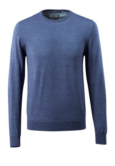 Strickpullover runder Halsausschnitt – blau-meliert