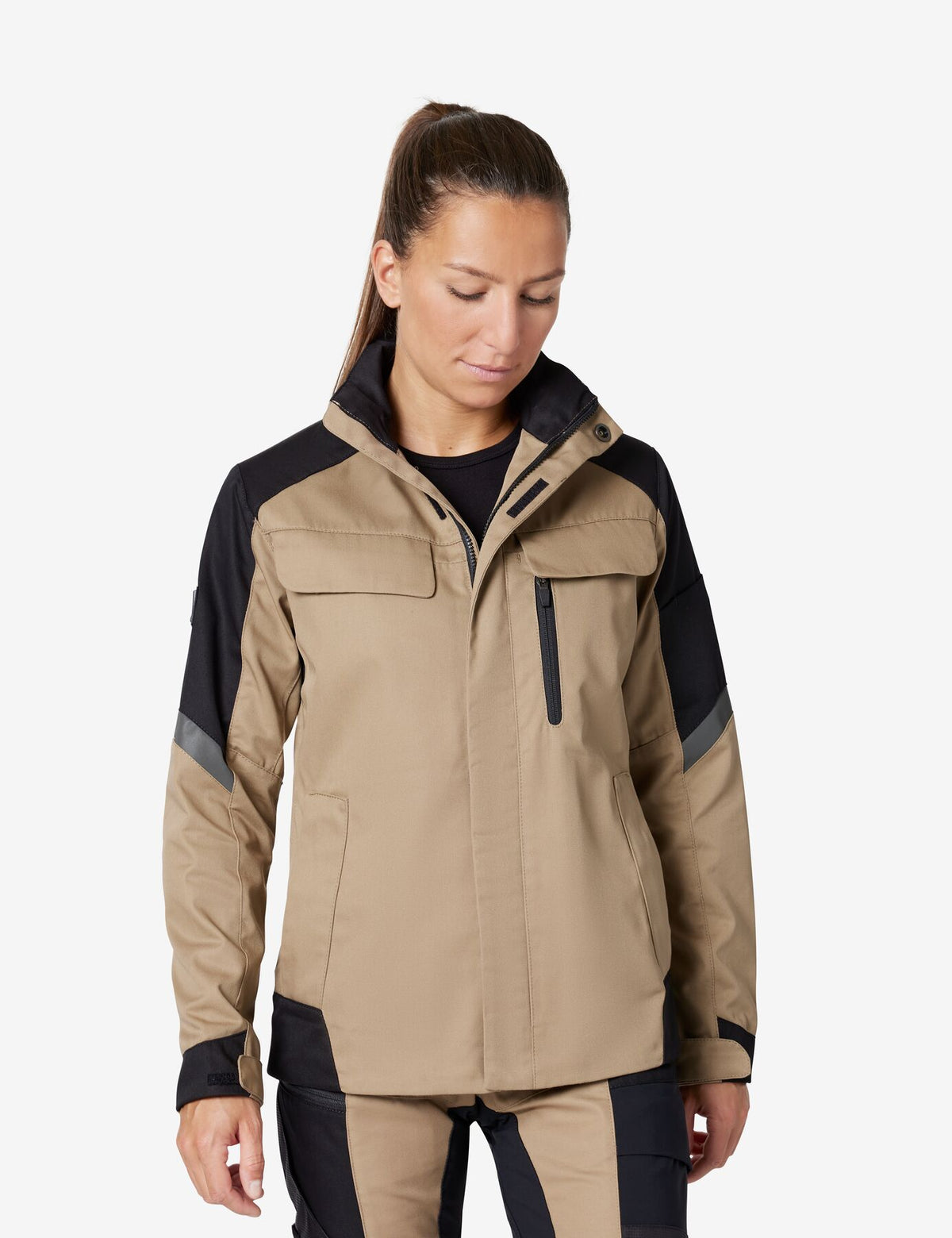 Andrea Arbeitsjacke 125950 – Beige-schwarz