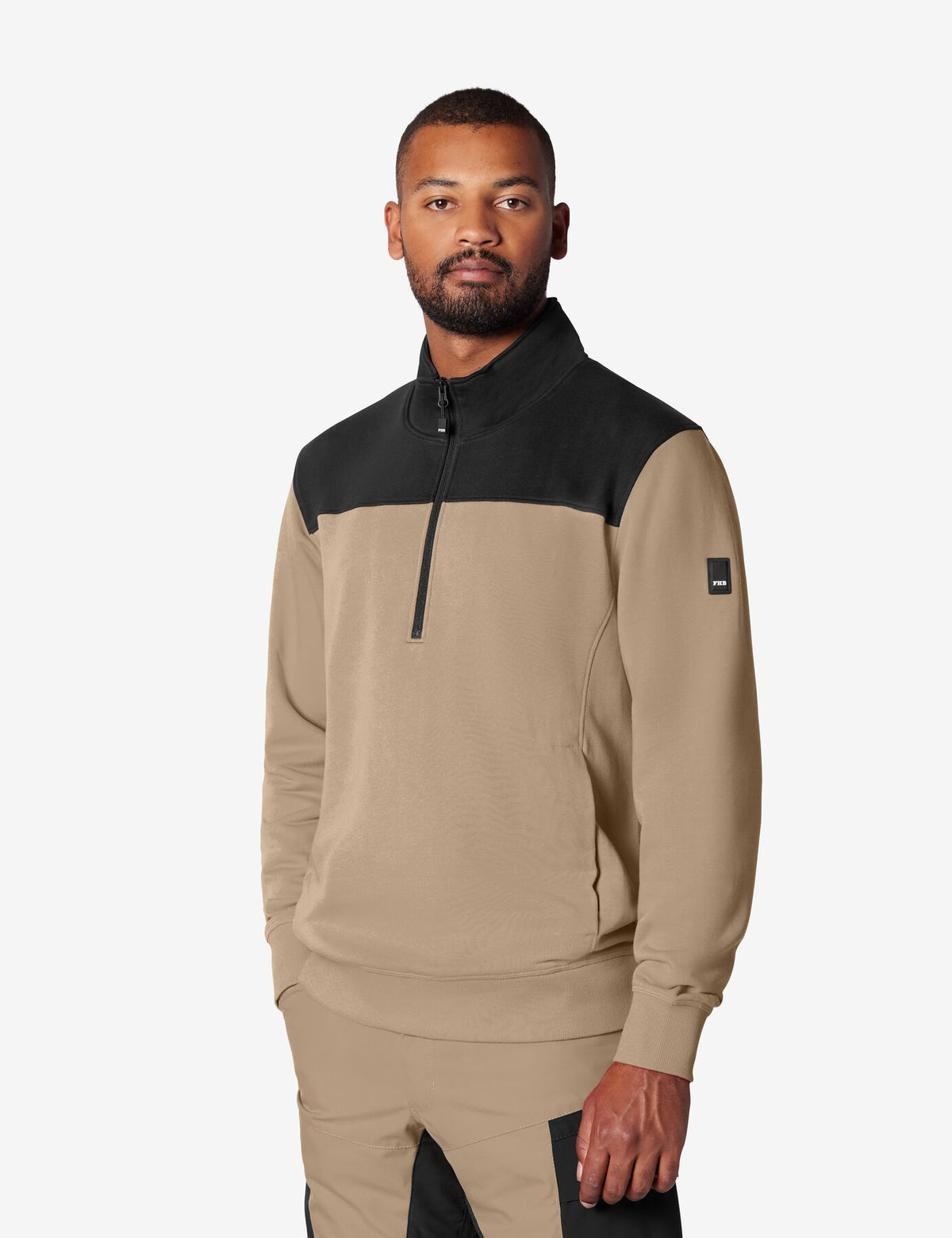 Rob Zip-Sweatshirt 821120 – Beige-schwarz