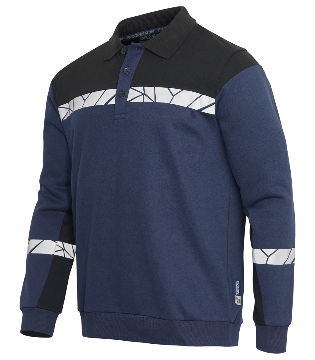 Sweatshirt mit Polokragen 7100 – Marine/schwarz