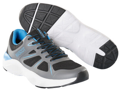 Sneaker mit Schnürsenkeln – schwarz/dunkelanthrazit/türkisblau