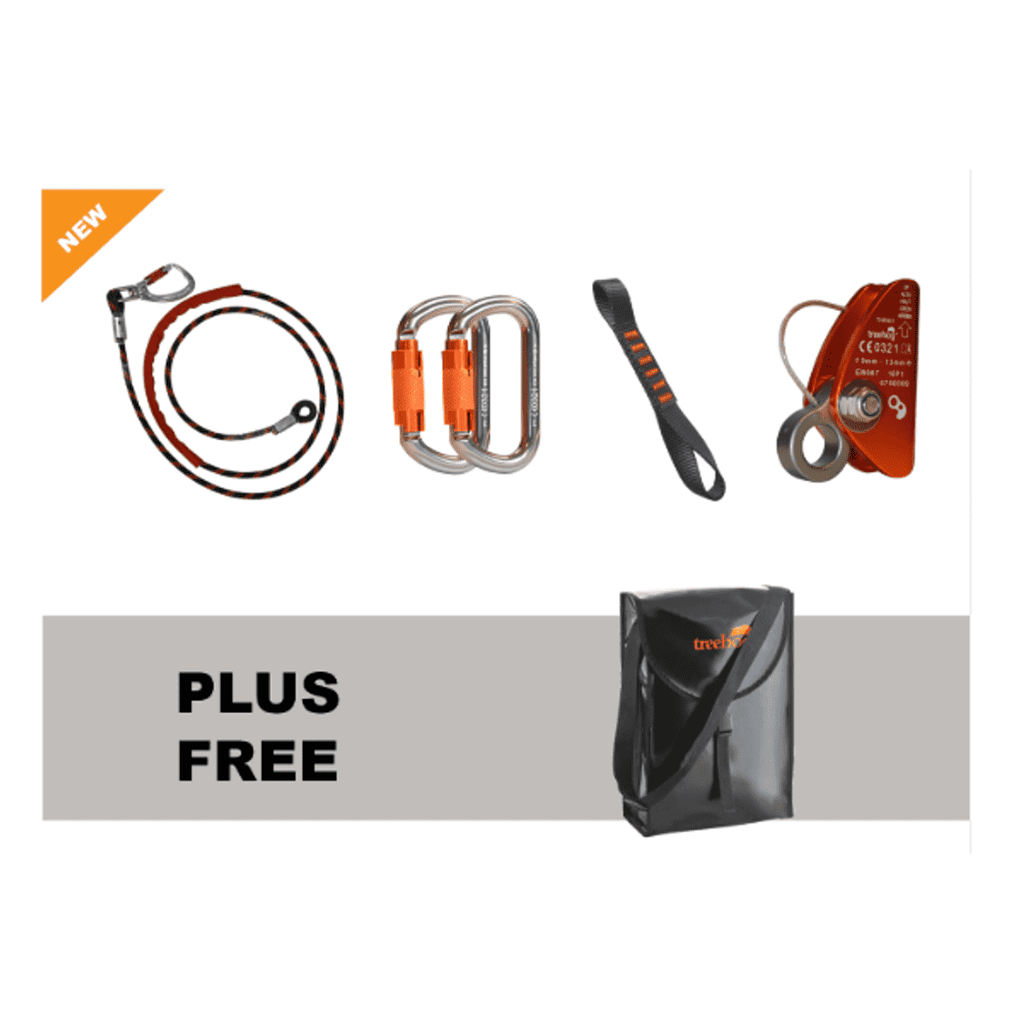 THFKIT2 Treehog Halteseil-Set 3m Drahtkern-Halteseil & Dreifach-Action-Karabiner
