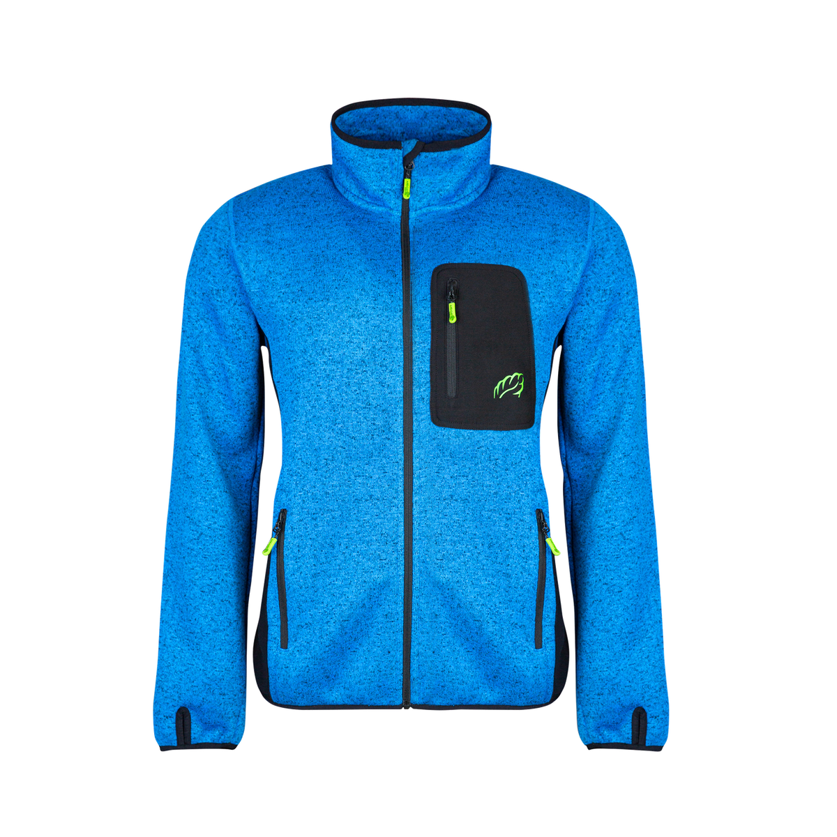 Kudu Plus Melange Reißverschluss Pullover Blau