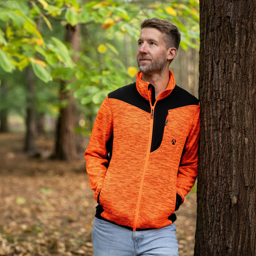 Kudu Plus Melange Reißverschluss-Pullover Orange